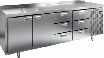 Холодильный стол HICOLD BN 1133/TN, бок, 6 ящиков, 2 двери (-2...+10°С)
